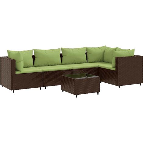 Maison Exclusive - Set Mobili da Giardino 6pz con Cuscini in Polyrattan Marrone