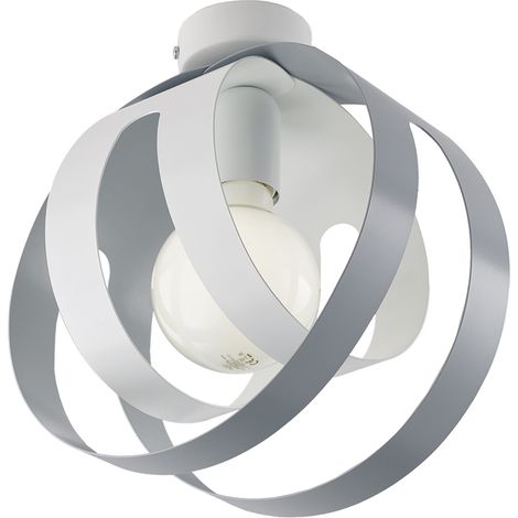 Plafoniera 1 Luce Tobias Ferro Laccato Bianco E Grigio Taglio Laser (1/3)