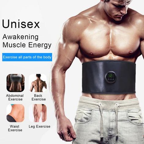 Ceinture d'électrostimulation abdominale (EMS) avec coussinets musculaires, écran LCD, 6 modes et 15 niveaux d'intensité, ceinture amincissante ajustable. (1/5)