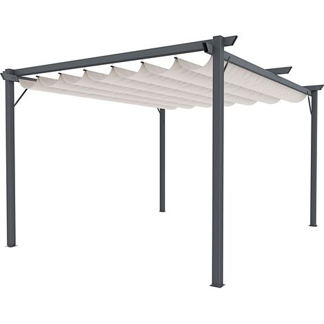 Gazebo Pergola 3 x 4 M Pergolato Con Telo Bianco Impermeabile Retrattile Richiudibile Struttura In Acciaio Bianco Per Giardino Terrazzo Piscina Esterno Fiere Campeggio Design Elegante Moderno - Misura