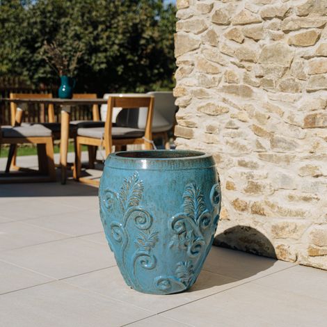 Macetero GAIA 52x58cm azul acero (1/5)