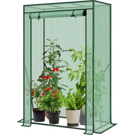 Sekey Tomatenhaus Stabil Gewächshaus Klein Foliengewächshaus Platzsparend Tomatengewächshaus Folie Garten Balkon 100 x 50 x 150 cm, Grün