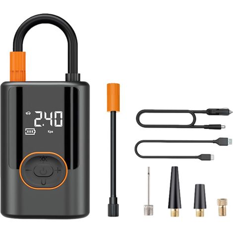 Inflador de neumáticos portátil inalámbrico para coche con apagado automático, compresor de aire de alta presión de 25 l/min, funciona con batería. (1/5)