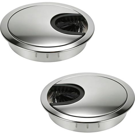 2 Pièces Passe-Câble Bureau Métal 60mm Passe-câbles Ronds Argent (1/5)
