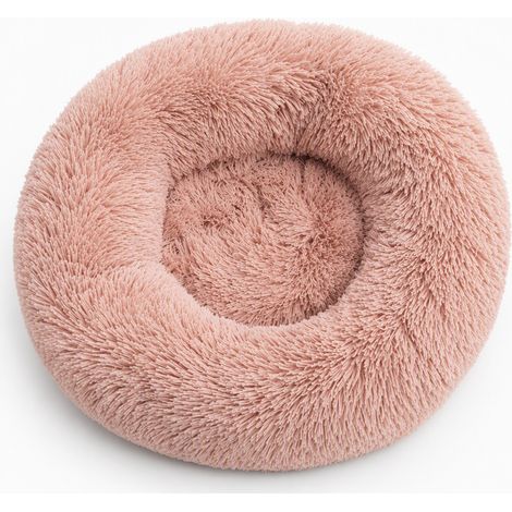 Niche ronde en fausse fourrure douce rose poudré 40 x 35 cm (1/5)