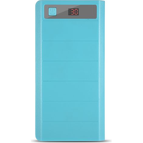 20000-mAh-Powerbank mit blauem Gehäuse, 8 x 18650-Akkus, Dual-USB- und USB-Typ-C- + Micro-USB-Anschlüsse, externes Akku-Set (1/5)