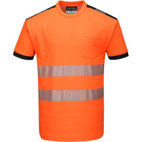 Camiseta deportiva A.V PW3 transpirable de diseño segmentado con aberturas laterales T181 5XL Naranja/Negro