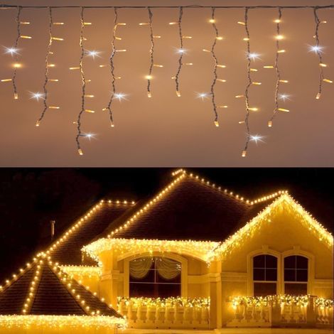 Luci Natale Tenda Luminosa Per esterno con 92 Maxi Led 3mt Calda e flash bianco (1/4)