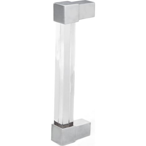 Schubladengriff aus transparentem Acryl für Schränke und Kommoden, goldfarbener Türgriff aus Metall mit einem Loch, in Luftpolsterfolie verpackt, 128 mm Lochabstand, silberfarben (1/5)
