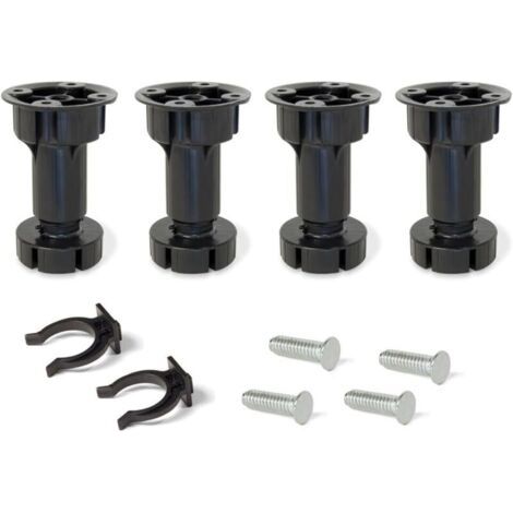Ensemble de support réglable à 4 pieds, noir, 120 mm, avec accessoires, adapté à la cuisine/salle de bain, en plastique.