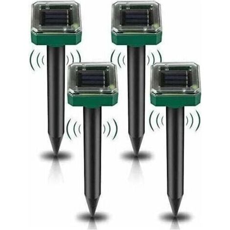 Lot de 4 Répulsifs Solaires à Ultrasons, Répulsif Anti-Taupes Solaire Souris Repeller Exterieur pour Jardins Taupes Campagnols Gophers Serpents ou Autres Autres Rongeurs..