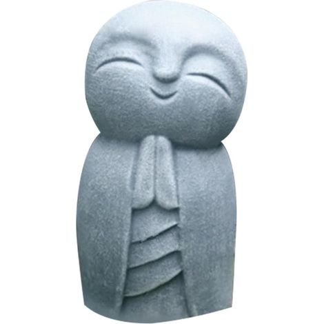 Feng Shui Japanische Jizo-Mönch-Figur, stehende Buddha-Statue, kleine Jizo-Harz, Kunsthandwerk, Skulptur, Innen- und Außendekoration (grau)