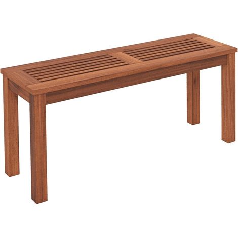 100cm Patio Wood Bench 2-Person Solid Wood Bench Dining Bench w/ Slatted Seat (1/5)
