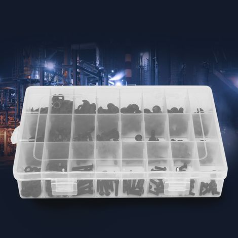 Kit de 570 vis, écrous et rondelles plates en acier au carbone noir, avec 3 clés hexagonales. (1/5)