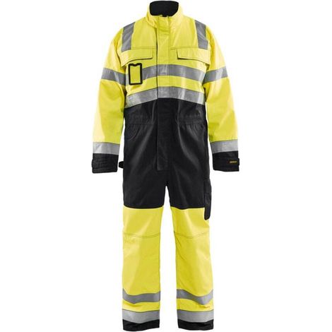 Tuta da lavoro a maniche lunghe alta visibilità 6373 - Giallo fluorescente/Nero 40 (1/4)