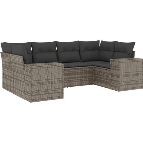 Maison Exclusive - 6-tlg. Garten-Sofagarnitur mit Kissen Grau Pol