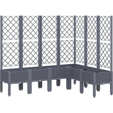 Vaso per fioriera aiuola rialzata piante fiori terrazza giardino con traliccio 160 x 120 x 142 cm PP grigio 020038251