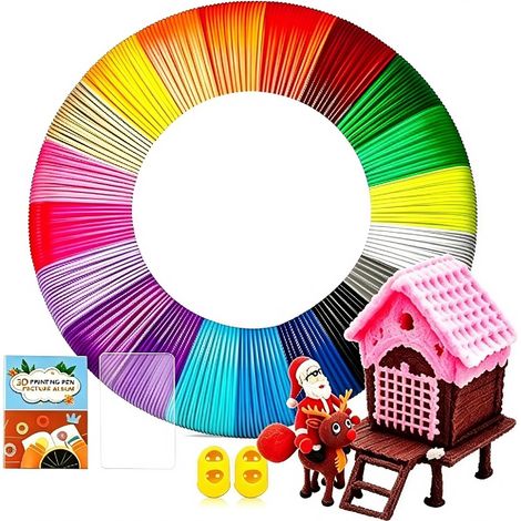 Filament PLA 1.75 mm pour Stylo 3D - 20 Couleurs (200 m Total) avec Jeu de Gabarits (1/5)