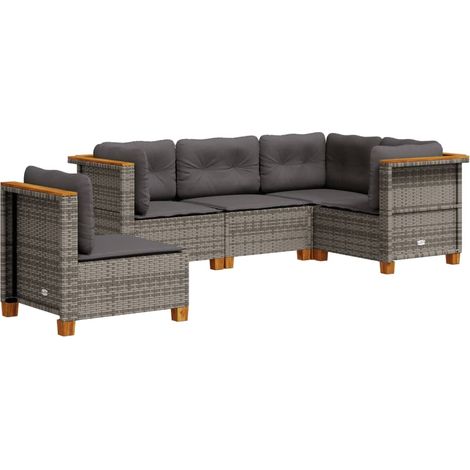 Maison Exclusive - 5-tlg. Garten-Sofagarnitur mit Kissen Grau Pol