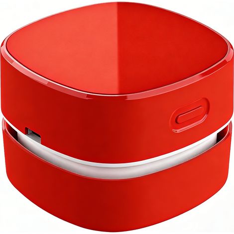 Mini aspirateur de table sans fil, aspirateur de bureau portable rechargeable par USB pour clavier, ordinateur portable, bureau, voiture et poils d'animaux (rouge) (1/5)