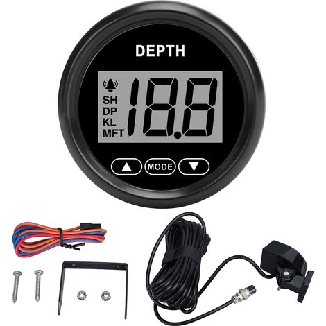 Toivize Ecoscandaglio LCD da 52 mm, 12 V, impermeabile IP67, con allarme, display retroilluminato, in acciaio inossidabile per barche, yacht e pesca (1/5)