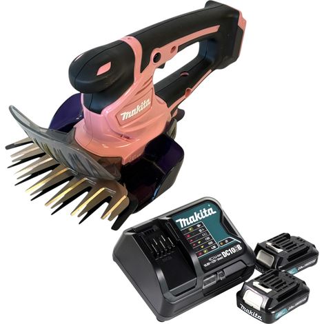 Makita UM 600 DSA2P Akku Grasschere 12 V max 160 mm Pink + 2x Akku 2,0 Ah + Ladegerät