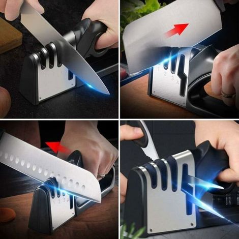 4 en 1 Aiguiseur de Cuisine Affuteur Couteau et Ciseaux,Aiguiseur Couteaux Professionnel, Knife Sharpener avec Gomme antidérapa (1/5)