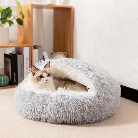 Panier moelleux pour chien et chat, panier en peluche de 50 cm, lavable, pour chats et chiens de petite et moyenne taille, dessous antidérapant