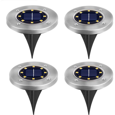 8 macetas solares LED para jardín, césped, terraza, patio, 4 piezas, blancas (1/5)