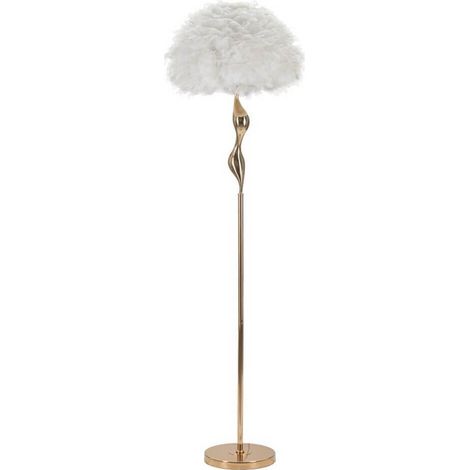 Lampada da terra in metallo e piume Slim - Bianco (1/5)