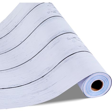 Papier Peint Adhésif Mural, 45 cm x 15 m, Rouleau Papier Peint Autocollant en Vinyle, Motif Texture Bois Blanc, Imperméable, pour Revêtement Mural, Chambres, Cuisines, Salles de Bain, Bureaux (1/5)