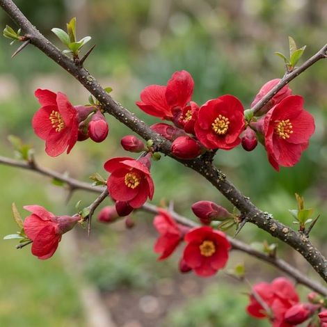 Cognassier du Japon 'Crimson and Gold' (Chaenomeles superba 'Crimson and Gold')