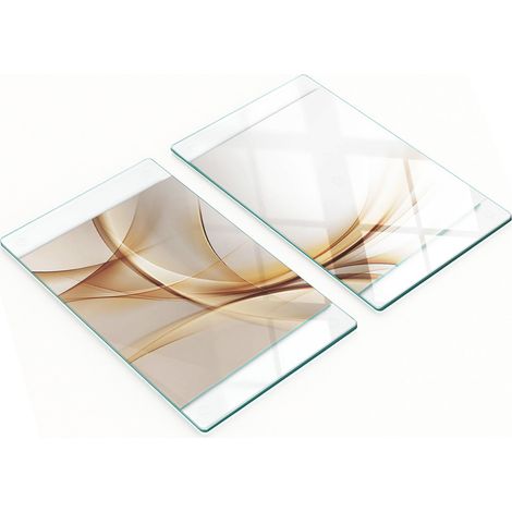 Tablas de cocina de vidrio templado con gr谩ficos abstractos de olas, 2x30x52 cm.