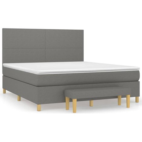Maison Exclusive - Sommier à lattes de lit avec matelas Gris foncé 180x200cm Tissu (1/5)