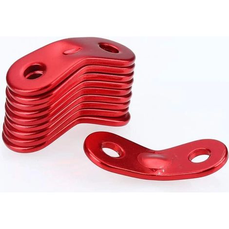 Paquete de 10 mosquetones de aluminio para cuerda de tienda de campaña, abrazaderas de cuerda ajustables de doble orificio - Cierre de viento para viento (1/5)