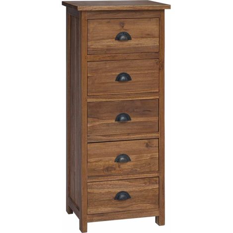 vidaXL Chest of Drawers Natural 45 x 35 x 110 cm Solid Teak Wood (1/5)