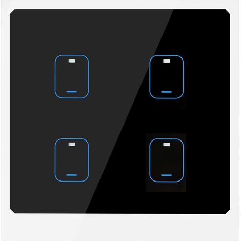Interrupteur tactile intelligent WiFi à 4 boutons, commande vocale via application, prise UE 90-250 V (1/5)