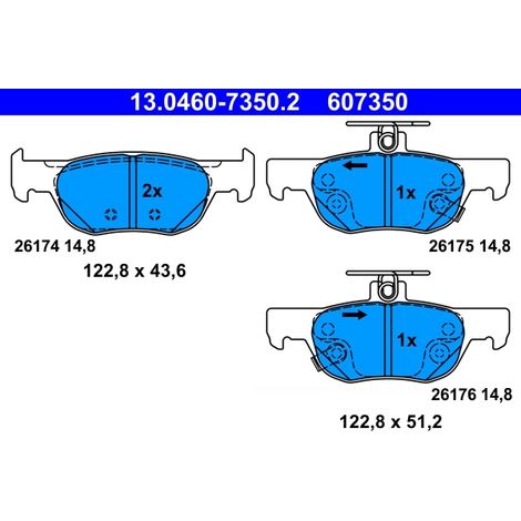 Kit de plaquettes de frein, frein à disque ATE 13.0460-7350.2 MAZDA BCYA-26-43Z