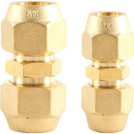 BUNTHAUS Double Mamelon,2 Pièces Raccord de Tuyau en Cuivre 1/4\" et 3/8\",Ensemble de Connecteurs de Joint d'Extension,Double Connecteur Intermédiaire,pour Rallonge Tube Climatisation,Tuyau Clim