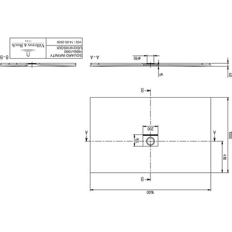 Villeroy & Boch UDQ1610SQI2IVAL DW Squaro Infinity 1600x1000x40mm