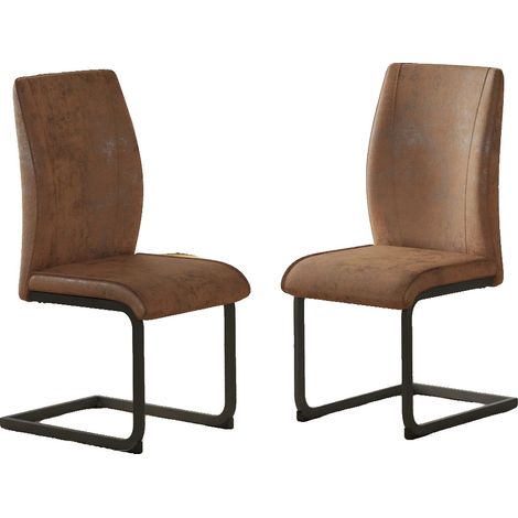 Sillas de comedor, diseño ergonómico, material fácil de limpiar, patas en color marrón oscuro - 2 unidades (1/2)