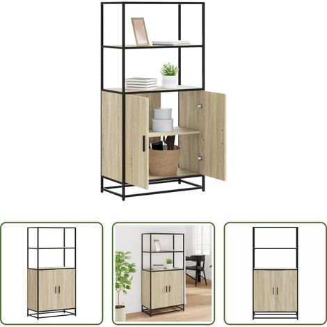 Hochschrank - Highboard Sonoma-Eiche 68x35x139 cm Holzwerkstoff und Metall (1/5)
