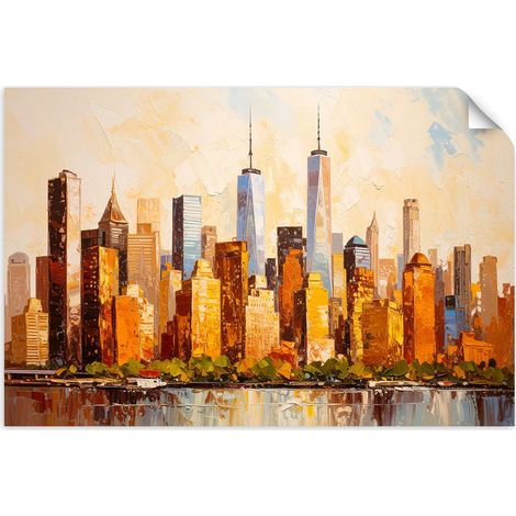 Selbstklebendes Poster – Wandsticker Panorama von New York Manhattan 120x80 cm