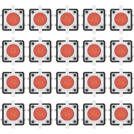 Bouton poussoir tactile LED rouge 12x12x7.3mm - 20 pièces, interrupteur momentané pour projets électroniques (1/5)
