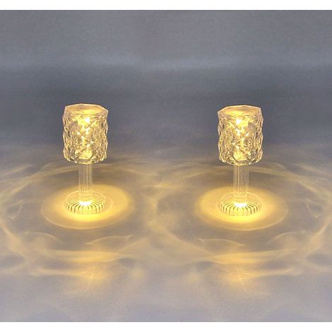 LED Mini Tischleuchte warm weiß in Kristall Optik - gerade / 12 cm - Kleine moderne Deko Tisch Lampe Batterie betrieben