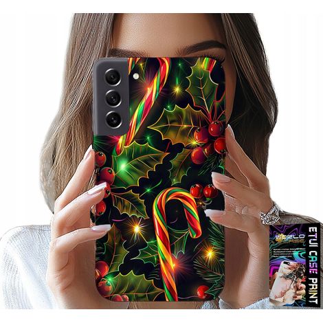 Custodia per Samsung Galaxy S22 - Bastoncino di zucchero, vischio, albero di Natale + vetro (1/5)