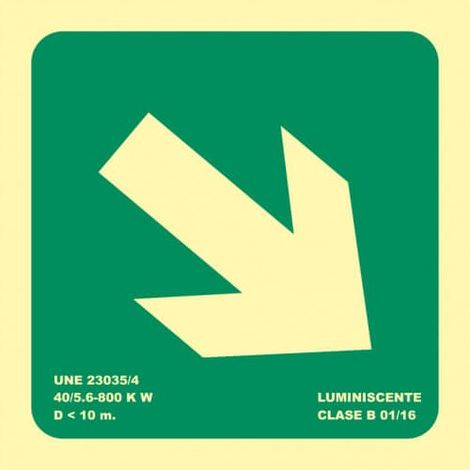Señal Flecha Oblicua Luminiscente | CLASE B (PVC 0'7 mm) - 150 x 150 mm