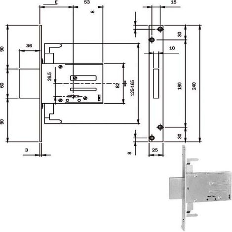 Cerradura de inserción de hierro Dm E60 Ka 663604N.K Iseo