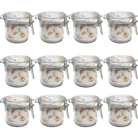 Lot de 12 bocaux hermétiques à bouchon mécanique, bocal pot de conservation, capacité 35 cl - Ø 9.8 x Hauteur 9.8 cm (1/3)