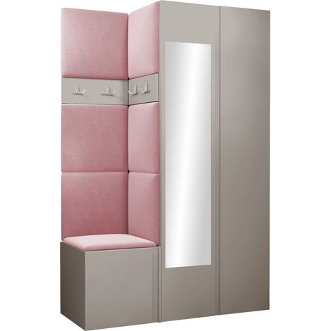 Conjunto para recibidor Pinis XXVI, Manila 09, 186x116x46cm, Espejo, Aglomerado laminado, Tapiz, Colocada, Montada en la pared
